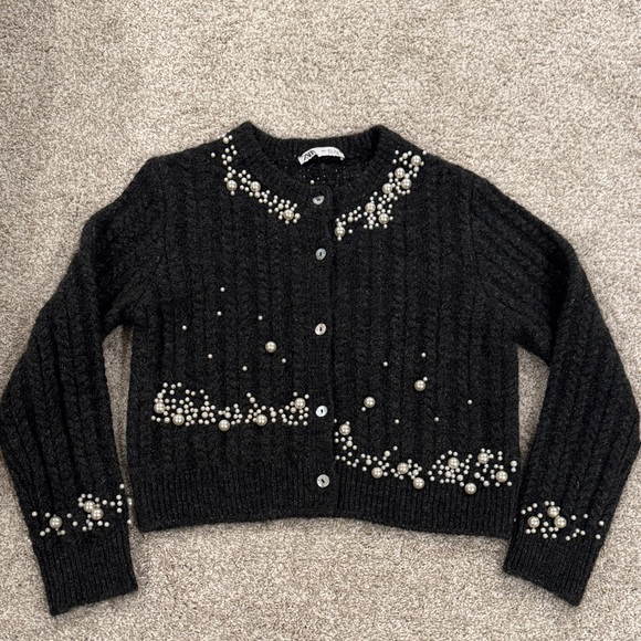 Brand New Never Worn Zara Faux Pearl Sweater SZ L - Picture 1 of 7